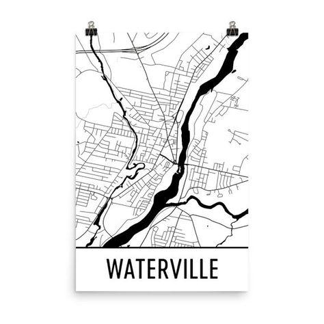 Waterville Map Art Print, Waterville ME Art Poster, Waterville Wall Art, Map of Waterville, Waterville Print, Modern, Art, Gift, Poster Waterville Maine, Maine Map, Me Poster, Modern Art Styles, Amazing Maps, City Map Art, Art Carte, Wall Maps, Map Art Print