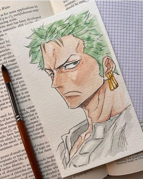 Zoro One Piece Painting, Zoro Sketch Art, Zoro Painting, One Piece Sketch, Zoro Drawing, Sukuna Drawing, Luffy Drawing, Zoro Luffy, One Piece Zoro