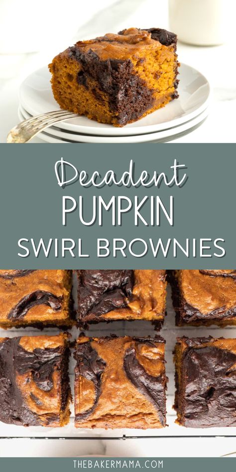 Decadent Pumpkin Swirl Brownies feature one flavor combo that I cannot get enough of is pumpkin and chocolate. Moist, mellow pumpkin, rich and complex chocolate. Oh, the cravings! And these Pumpkin Swirl Brownies are definitely crave-worthy. They’re so moist and dense with melting pockets of chocolate chips that put the deliciousness over the top. Chocolate Pumpkin Bars, Pumpkin Chocolate Brownies, Pumpkin Chocolate Desserts, Chocolate Pumpkin Brownies, Pumpkin And Chocolate Desserts, Pumpkin Brownies 2 Ingredient, Pumpkin Bread Chocolate, Chocolate Pumpkin Desserts, Crowd Food