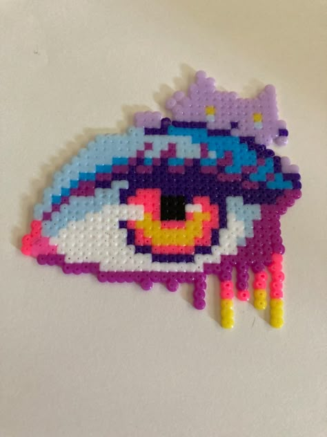 Cool Things To Make With Legos, Eye Perler Bead Patterns, 2.6mm Perler Bead Patterns, Lisa Frank Perler Bead Patterns, Large Perler Bead Art, Mini Fuse Bead Patterns, Fuse Bead Art, Small Pearler Bead Ideas, Perler Bead Patterns Small Easy Cute