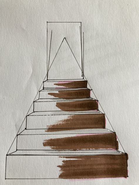 Stairs Perspective Drawing, Stairs Art Drawing, Drawing Stairs, Stairs Drawing, Staircase Drawing, How To Draw Stairs, Modern Staircase Design, Staircase Design Ideas, Art Buildings