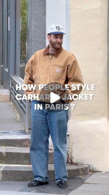 GQ France on Instagram: "How people style Carhartt jacket in Paris ? For GQ, @thestylearchivist walked around the French capital to see how this iconic piece is worn.  Comment Paris s’approprie la veste #Carhartt ? @thestylearchivist s’est baladé dans la capitale pour voir comment se porte cette pièce intemporelle.  Video @thestylearchivist  Social Media Manager @lfbarthur Video Development @mathiasholst Video Programming @stephanieamayaa  #paris #ootd #outfit #streetstyle #thestylearchivist #carhartt #carhattjacket #jacket @carharttwip_fr @carharttwip" Carhartt Jacket Outfit Men, Carhartt Detroit Jacket Outfit, Carhartt Jacket Outfit, Paris Ootd, Carhartt Detroit Jacket, Carhartt Detroit, Unique Jackets, Carhartt Workwear, Leather Jacket Style