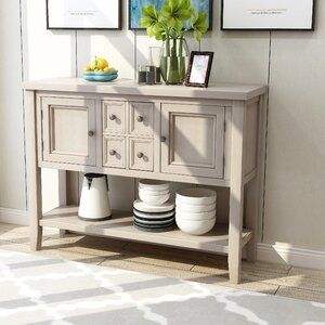 Gracie Oaks Pensacola 46" Console Table | Wayfair Wood Console Table Entryway, Small Buffet Table, Entryway Table Modern, Console Table Entryway, Vintage Console Table, Rustic Console Tables, Sideboard Table, Wooden Console Table, Glassware Storage