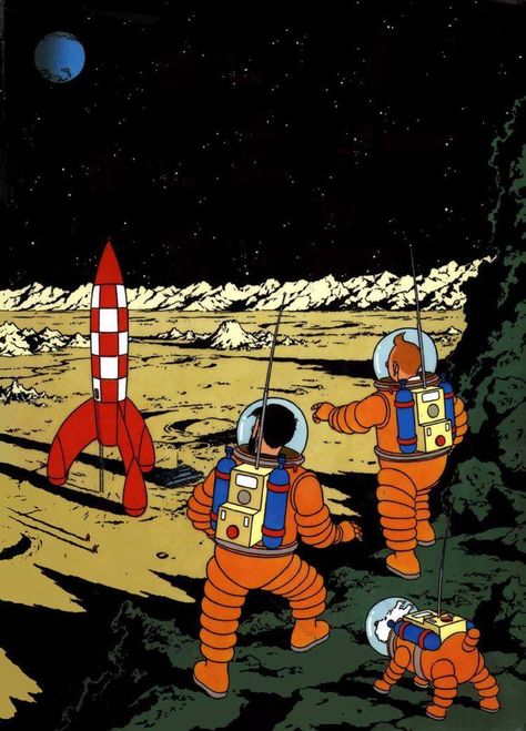 Tintin Rocket, Tin Tin Cartoon, Tshirt Canvas, Herge Tintin, Moon Tshirt, Tin Tin, Comic Manga, Moon Poster, Classic Comics