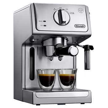 De'Longhi 15 Bar Espresso and Cappuccino Machine | Costco Espresso Pods, Home Espresso Machine, Cappuccino Maker, Cappuccino Machine, Cappuccino Coffee, Summer 19, Milk Foam, Italian Coffee, Espresso Maker