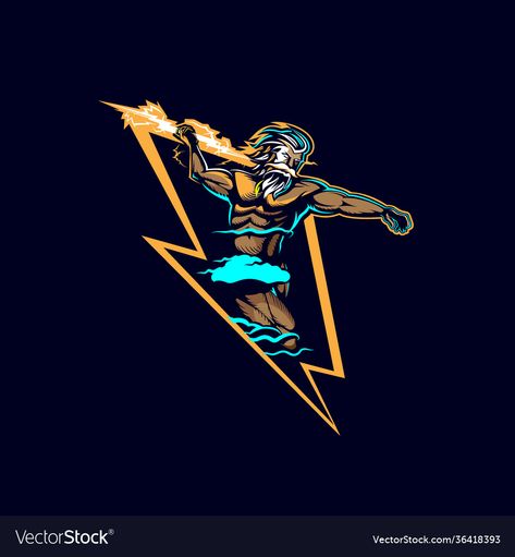 Zeus God Of Thunder, Zeus Lightning, Gaming Mascot Logo, Zeus God, Captain Marvel Shazam, Mascot Logo Design, Image Film, Mascot Logo, Mascot Design