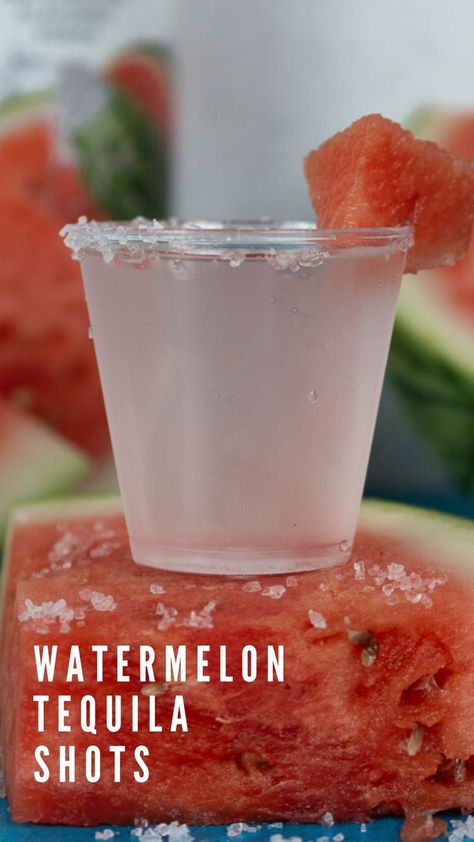 watermelon tequila shot recipe Tequila Shot Recipes, Watermelon Tequila Shots, Watermelon Shot, Watermelon Shots, Strawberry Shots, Watermelon Tequila, Summer Shots, Adult Beverages Recipes, Fun Drinks Alcohol