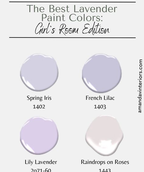 Light Lavender Bedroom, Benjamin Moore Lavender, Lavender Paint Colors, Timeless Exterior, Lavender Bedroom, How To Paint Kitchen Cabinets, Lavender Walls, Purple Paint Colors, Paint Guide