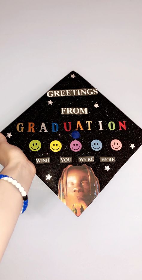 Graduation Cap Album Cover, Graduation Cap Designs Album Covers, Rapper Graduation Cap, Grad Cap Music Ideas, Album Cover Graduation Cap, Graduation Cap Designs Song Lyrics, Graduation Cap Designs Film, High School Decor, Funny Graduation Caps