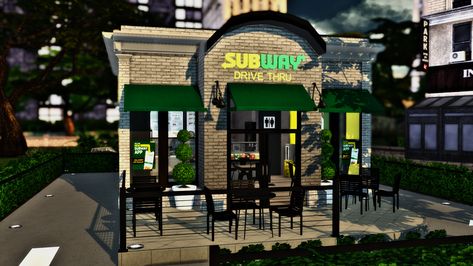 Subway Store, Subway Food, Realistic Sims, Subway Restaurant, Sims 4 Restaurant, Sims 4 Content, The Sims 4 Lots, Sims 4 Tattoos, Sims 4 Cc Kids Clothing