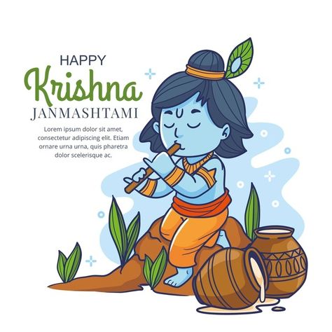 Cartoon krishna janmashtami illustration | Free Vector #Freepik #freevector #cartoon #event #religion #greeting-card Happy Janmashtami Image, Janmashtami Photos, Cartoons Krishna, Janmashtami Images, Happy Krishna Janmashtami, Happy Krishna, Janmashtami Wishes, Happy Janmashtami, Baby Krishna