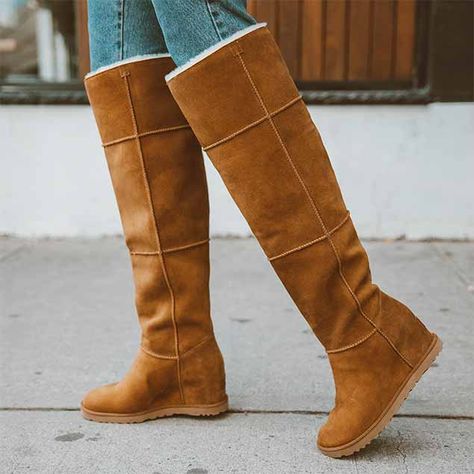 Tall Boots Outfit, Ugg Boots With Bows, Women Romper, Grey Ugg Boots, Ugg Boots Outfit, Uggs Boots, Low Heel Booties, Ugg Boots Cheap, Tall Uggs