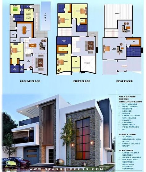 5bedroom Duplex Plan, Contemporary Duplex House Design, 5 Bedroom Duplex Floor Plans, Duplex Floor Plans, 2bhk House Plan, Duplex Plans, Minimal House, Duplex Design, Archi Design