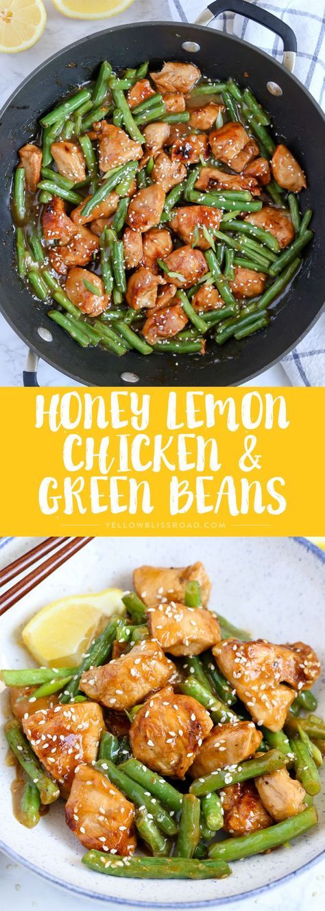 This Honey Lemon Chicken and Green Beans is a light and fresh meal with a ton of flavor. Dinner is on the table in just 20 minutes! Chicken And Green Beans, Honey Lemon Chicken, Fresh Meal, Chicken Green Beans, Think Food, Honey Lemon, Banana Split, Abdominal Pain, Lemon Chicken