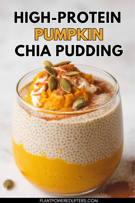 This is an easy-to-make and healthy, high-protein pumpkin chia seed pudding. It's perfect as a high-protein, vegan breakfast or vegan dessert. If you're looking for a new chia seed pudding recipe, this is the one to check out! Protein Pumpkin Pudding, Vegan Chia Seed Recipes, High Protein Pumpkin Recipes, Pumpkin Chia Seed Pudding, Breakfast Entrees, Pumpkin Chia Pudding, High Protein Vegan Breakfast, Chia Seed Pudding Recipe, Chia Seed Recipes Pudding