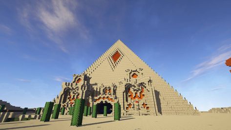 Desert Pyramid Minecraft, Minecraft Pyramid Build, Minecraft Pyramid Design, Minecraft Desert Builds, Minecraft Pyramid, Minecraft Desert, Minecraft City Buildings, Pyramid Design, Minecraft Houses Blueprints