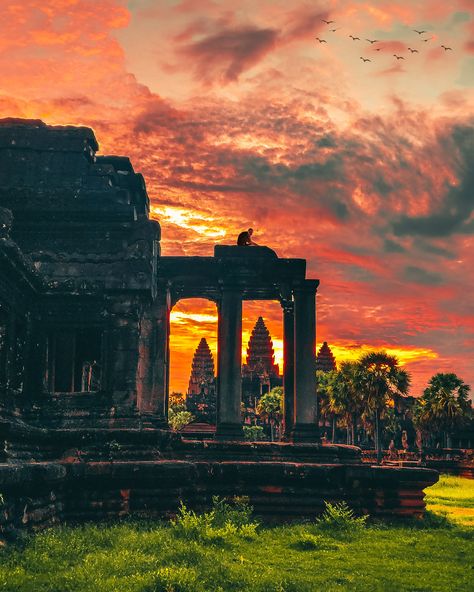 Angkor Wat Sunrise, Watch Sunrise, Ankor Wat, Beautiful Moon Pictures, Fantasy Cities, Travel Cambodia, Angkor Wat Cambodia, Friendship Quotes Images, Angkor Wat Temple