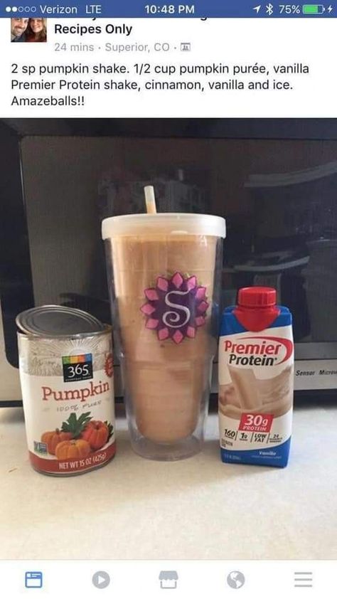 Pumpkin shake Starbucks Drink At Home, Healthy Recipes Protein, Pumpkin Protein Shake, Pumpkin Shake, Protein Drink Recipes, Pancakes Protein, Homemade Starbucks, Drinks Starbucks, Recipes Protein