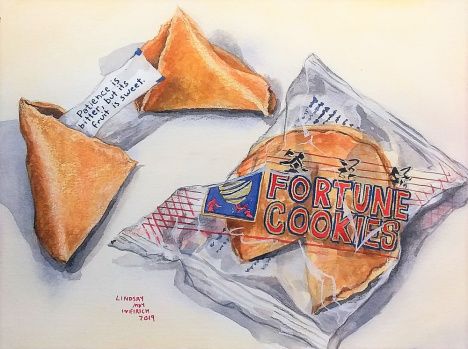 Fortune Cookie Drawing, Fortune Cookie Art, Cookie Drawing, The Frugal Crafter, Inktober 2023, Fortune Cookies, Painting Classes, Painting Inspo, Fortune Cookie