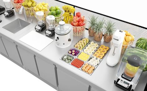 Smoothie Store, Fresh Juice Bar, Juice Bar Interior, Nutrition Design, Juice Cafe, Juice Bar Design, Fruit And Veg Shop, Juice Store, Home Bar Essentials