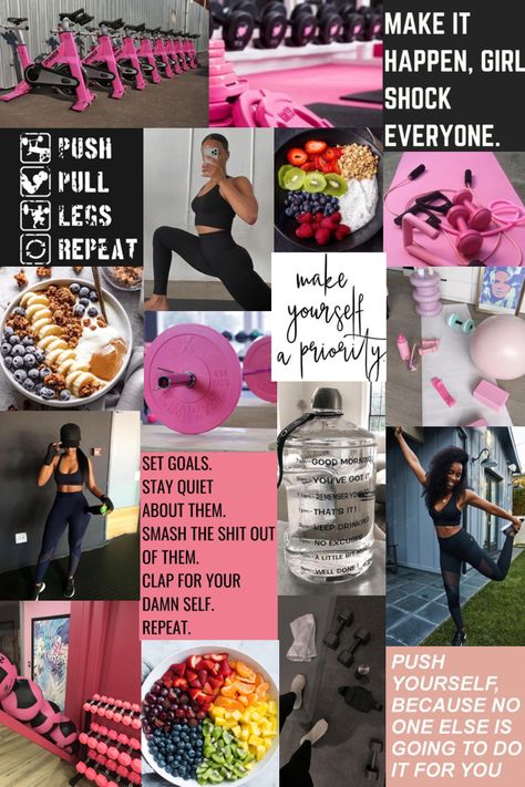 Fitness Mood Board, Vision Board Fitness, Vision Board Themes, Vision Board Pics, Vision Board Collage, Vision Board Examples, Fitness Vision Board, Vision Board Images, Neck Exercises