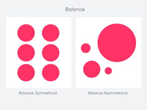 Balance In Design Principles, Balance Composition Design, Graphic Design Balance, Balance Design Principle, Asymmetrical Balance Design, Balance Art Design, Symmetrical Balance Design, Design Principles Balance, Balance Principle Of Design