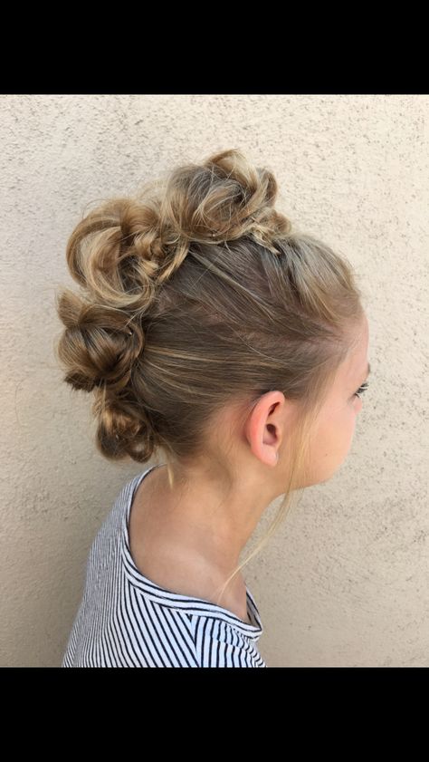 Messy Bun Mohawk, Messy Mohawk Updo, 3 Buns Hairstyle Mohawk, Bun Mohawk, Dance Team Hairstyles, Easy Faux Hawk Updo Long Hair, Messy Bun Faux Hawk, Mohawk Updo Wedding Faux Hawk Hairstyles, Fancy Faux Hawk Updo