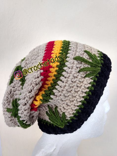 Crochet Rasta Hat Pattern Free, Crochet Rasta Hat, Marley Crochet, Crochet Character Hats, Crochet Leaf Patterns, Hippie Crochet, Cozy Crochet Patterns, Crochet Mushroom, Crochet Beanie Pattern