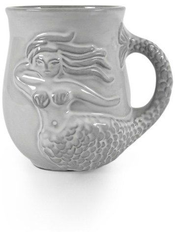 Pin for Later: 31 Pieces of Mermaid Decor That Will Make Your Heart Splish Splash  Mermaid Mug ($32) Whale Mug, Mermaid Mug, Mermaid Mugs, Mermaid Decor, Clay Mugs, Modern Pottery, Grey Ceramics, Stoneware Vase, Jonathan Adler