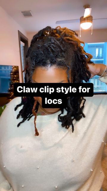 Locs With Clips, Holiday Loc Styles, Claw Clip Loc Hairstyles, Loc Claw Clip Hairstyles, Locs With Claw Clips, Loc Accessories Black Women, Claw Clip Locs, Small Locs Styles, Small Claw Clip