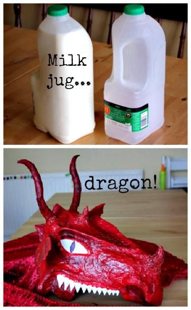 KAC #9 Upcycle: Milk Jug Wizardry! DIY dragon Dragon Mask Diy, Alligator Head, Shrek Jr, Diy Dragon, Mask For Halloween, Milk Cartons, Diy Step, Dragon Mask, Dragon Crafts