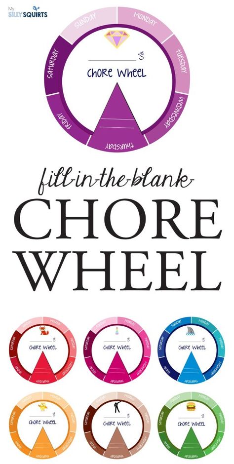 FREE daily fill-in-the-blank chore wheel Chore Wheel For Family, Chore Wheel, Daughter Advice, Chores For Kids, Kids Behavior, Charts For Kids, Positive Behavior, Cleaning Checklist, Chore Chart