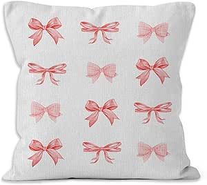 VRW Red Bow Throw Pillow Covers, Coquette Pillow Covers, Girly Decorative Pillow Covers for Girls Room Aesthetic, Coquette Room Decor, Bow Room Decor, Preppy Trendy Decor Pillow Covers 18x18 Girls Room Aesthetic, Room Aesthetic Coquette, Coquette Pillow, Aesthetic Coquette Room, Room Decor Preppy, Coquette Room Decor, Coquette Room, Aesthetic Coquette, Trendy Decor