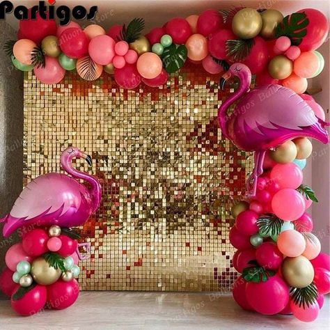 BALLOON GARLAN | FOR PARTY EVENT DECORATION Flamingo Balloon Garland, Flamingo Balloons, Hawaii Kids, Flamingo Themed Party, Flamingo Baby Shower, Pink Latex, Tropical Birthday Party, Summer Hawaii, Flamingo Birthday Party