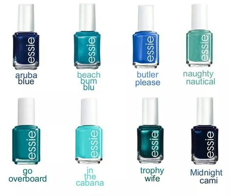 Essie Blue Nail Polish Nail Polish Shades, Makeup Bag Essentials, Blue Nail Polish, Blue Nail, Essie Nail Polish, Bag Essentials, Essie Nail, Pretty Hands, Essential Bag