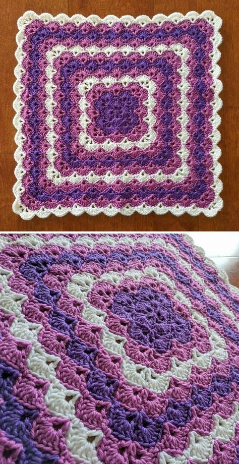 Crochet Shell Blanket, Beautiful Shells, Crochet Throw Pattern, Crochet Baby Blanket Free Pattern, Crochet Afghan Patterns Free, Crochet Shell Stitch, Crochet Bedspread Pattern, Blanket Ideas, Tutorial Ideas