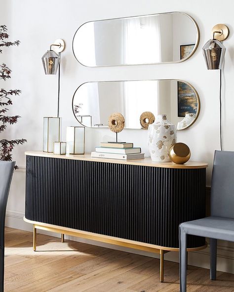 Crate and Barrel on Instagram: “Trend: textured wood. Stately and contemporary, our exclusive Walton Sideboard explores the expert artistry and design traditions of ribbed…” Large White Vase, White Slipcovers, Bathroom Vanity Light, Dining Chair Slipcovers, Bathroom Wall Sconces, Leather Dining Chairs, Black Walls, Vanity Light, Unique Furniture