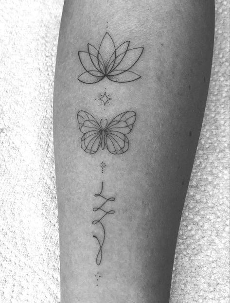 Lotus With Butterfly Tattoo, Unalome Butterfly Tattoo, Lotus Flower And Butterfly Tattoo, Lotus And Butterfly Tattoo, Lotus Butterfly Tattoo, New Beginnings Tattoo, Lotus Blossom Tattoos, Fineline Butterfly Tattoo, New Beginning Tattoo