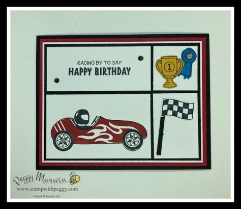 Racing By, Card Sketch Challenge, Birthday, Stamp with Peggy Guy Birthday, Car Cards, Cascading Card, Sketch Template, Cards Masculine, Card Sketches Templates, Stamping Projects, Dsp Cards, Male Birthday