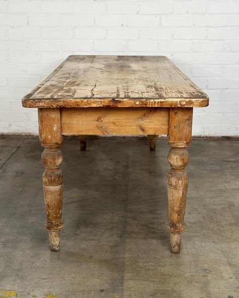 French Country Rustic Dining Table Price: 1200 Dimensions: W77 D30 H29 KC22.5 Antique French Dining Table, Dairy Table, French Kitchen Table, Calm Lifestyle, Antique Wood Table, Bread Table, Clay Bath, Dining Table Antique, Wood Rectangle Dining Table