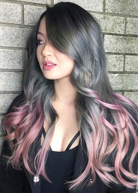 85 Silver Hair Color Ideas and Tips for Dyeing, Maintaining Your Grey Hair | Fashionisers© Grey Hair Color Silver, Black And Grey Hair, Hair Color Asian, Grey Hair Dye, Dyed Hair Pastel, Silver Hair Color, Silver Grey Hair, Hair Color Highlights, Trendy Hair Color