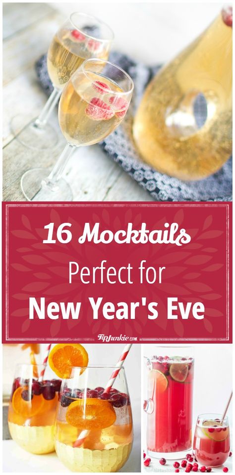 New Year's Eve Mocktails via @tipjunkie New Years Eve Menu, Best Mocktails, Drinks For Kids, New Years Eve Drinks, New Year's Drinks, New Years Cocktails, Easy Mocktail Recipes, New Years Appetizers, New Year's Eve Appetizers