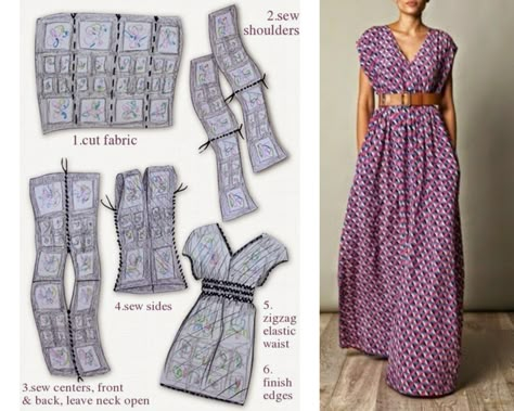 Sukienki Maksi, Diy Sewing Clothes, Blouse Diy, Diy Couture, Diy Dress, Sewing For Beginners, Blouse Pattern, Free Sewing, Sewing Clothes