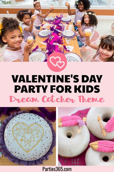 This sweet Dream Catcher themed girl's Valentine's Day Party for kids is full of cute ideas for decorations, desserts, balloons and more! The lovely Galentine's Day tablesetting is playful and fun and will inspire your classroom, home or friends party! Kids Dream Catcher, Kids Party Tables, Valentines Birthday Party, Fun Party Themes, Valentine's Day Party, Valentines Day Food, Cute Ideas, Kids Party Themes, Friends Party