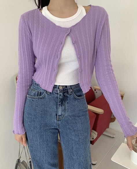 Lavender Cardigan Outfit, Lavender Cardigan, Cardigan Outfit, Fashion Muslim, Cardigan Outfits, Casual Cardigans, Gen Z, Casual Winter Outfits, Winter Casual