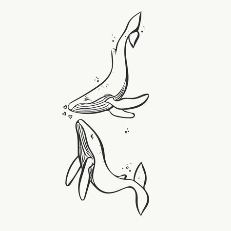 Two whales dancing together in the ocean. Whale Tattoo Minimalist, Whale Drawing Simple, Whale Line Drawing, Whale Doodle, Line Art Ocean, Whale Drawing, Arte Doodle, Whale Tattoos, Omerta Tattoo