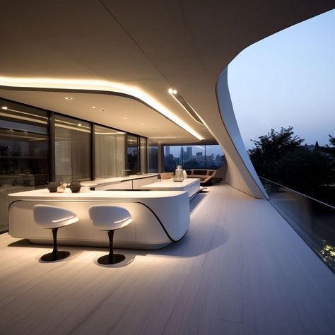 Big Villa Dream Houses, Futuristic Bar, Big Villa, Dream House Modern, Futuristic House, Futuristic Home, Black Interior Design, Innovative Architecture, Architect Design House