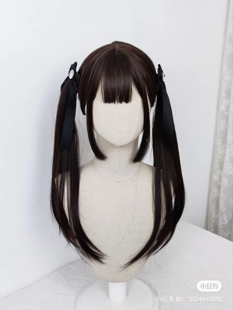 Japanese Pigtails, Japan Hairstyle, Pigtail Wig, Egirl Makeup, Hair Tint, Hair Sketch, Hair Arrange, Kawaii Hairstyles, Japanese Hairstyle