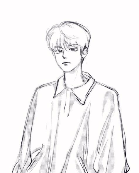 Sketch Ideas Boy, Seungmin Sketch, Boy Drawing Sketches, Boy Sketch, Indie Drawings, Character Artist, Animation Art Sketches, Boy Drawing, Meaningful Drawings