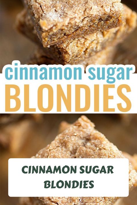 This BLONDIE RECIPE is perfectly chewy, ready in less than 30 minutes, and topped with crackly cinnamon and sugar! My family can't get enough of these little treats and I love how simple they are #cakerecipe Chewy Blondies Recipe, Summer Desserts Easy Healthy, Blondie Recipe, Lemon Pie Recipe, Mini Pavlova, Easy Ice Cream Recipe, Pavlova Recipe, Desserts Chocolate, Blondies Recipe